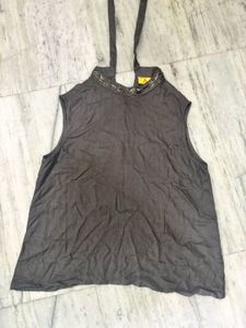 Embellished Neckline Sleeveless Top