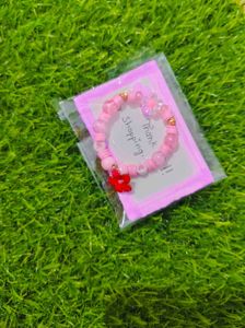 Cute Pink Beaded Bracelet with Charms