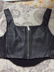 Black Faux Leather Corset Top