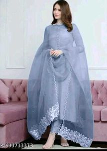 Elegant Grey Kurta Set with Dupatta