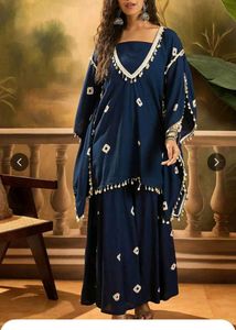 Elegant Navy Bandhani Kurta Set