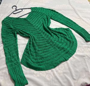 Green Knit Crochet Top