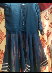 Elegant Teal Kurta Set with Decorative Trim
