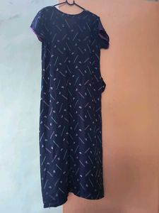 Navy Blue Printed Kurti maxi