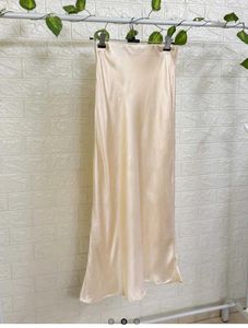 Satin Beige Midi Skirt (premium)