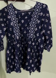Navy Blue Peasant Blouse