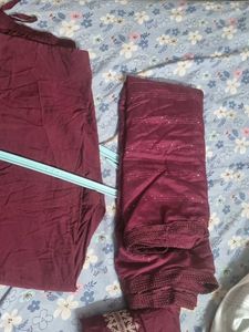 Elegant Maroon Kurta Set with Dupatta