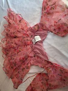 Pink Floral Chiffon Dress