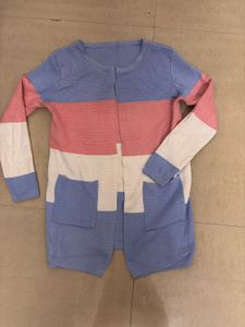 Colorblock Open Front Cardigan