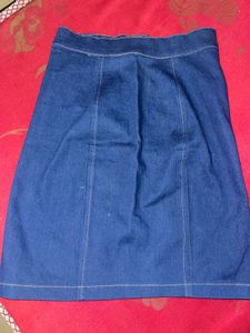Denim Button-Front A-Line Mini Skirt