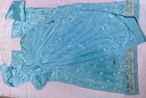 ✨ Sky Blue Embroidered Silk Suit Set | Elegant Par