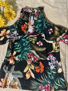 Tropical Cold Shoulder Top