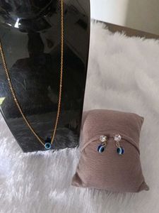 Evil Eye Necklace &amp; Earrings Set