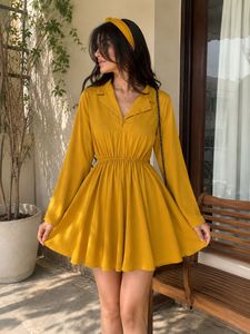Mustard Yellow Fit and Flare Dress