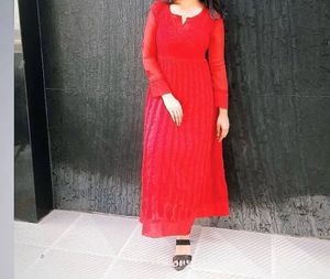 Chikankari Red Kurta With Pant