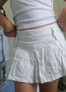 🏖Y2k  Plated White Skort