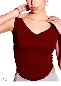Chic Red Cowl Neck Sleeveless Top