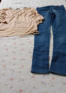 ✨ Trendy Beige Top &amp; Blue Flared Jeans Look ✨Casua