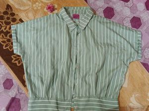 Green Striped Collared Shirt🍏