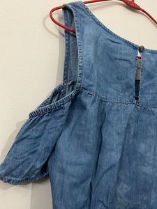 Chambray Cold Shoulder Dress