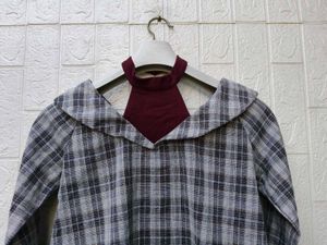 New with tag Korean Trendy Plaid Cut-Out Collar To