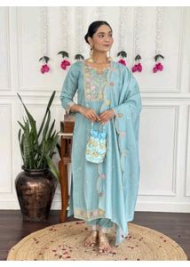 Beautiful Blue Embroidered Kurta Set