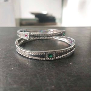 Pure silver Rhodium polish CZ bangles
