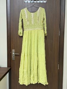 Beautiful Lime Green Ethnic Gown
