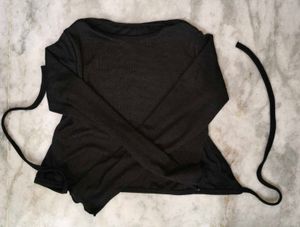Chic Black Backless Tie-Up Top