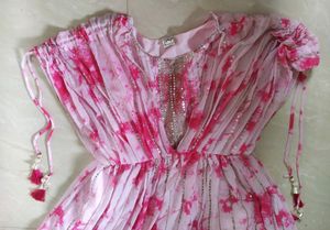 Designer Butterfly Sleeves Gown