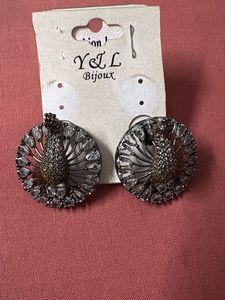 Unique Peacock Design Stud Earrings