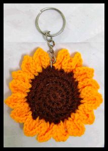 Sunflower Crochet Keychain