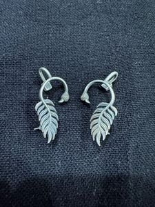 Oxidised Feather Earrings