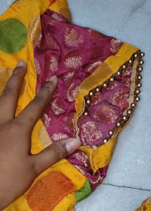Vibrant yellow Saree with Blouse