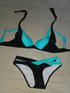 Two-Piece Bikini Set - Black & Teal