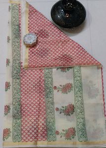Beautiful Kota Doriya Block Print Sarees With Blouse.. Fresh Piece..only 3 Colors Left.