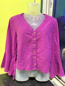 💓Magenta Bell Sleeve Top