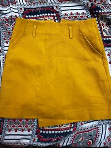 Chic Mustard Yellow Wrap Minii Skirt