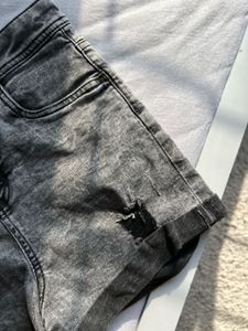Distressed Wash Denim Shorts
