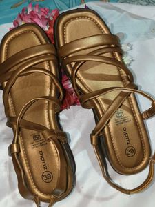 Stylish Gold Flat Sandals