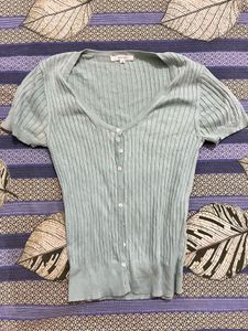 sea green ribbed top