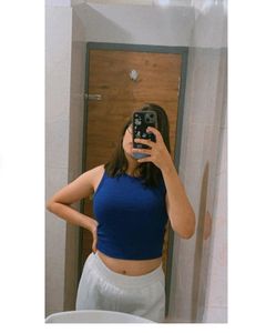 Blue ribbed crop top