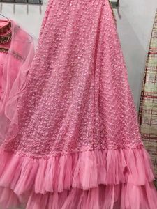 Elegant Pink Embroidered Lehenga Skirt