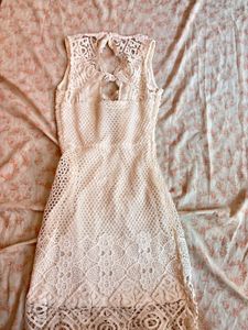 Cream Lace Cut-Out Mini Dress