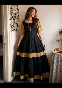 Elegant Black & Gold kurta skirt set