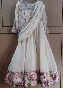Elegant Cream Floral Anarkali