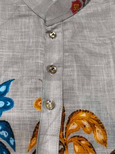 Boys Printed Kurta Pajama Set | Grey &amp; Sky Blue Et