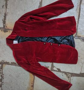 Red Velvet Blazer Jacket