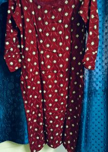 Maroon Printed Kurti