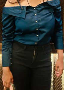 Stylish Teal Green Off-Shoulder Top
